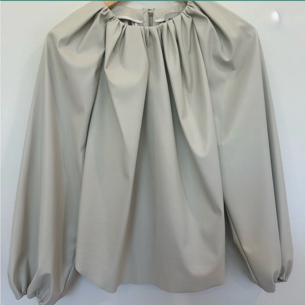 Rachel Comey Boyd Top Blouse. Bone white grey color vegan Leather.